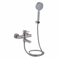 Змішувач для ванни Brinex Pure 006 з поворотним виливом (з душовим гарнітуром) Nickel BRIPUR006NKL, фото