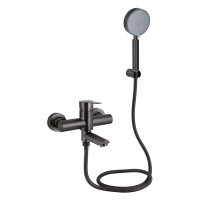 Змішувач для ванни Brinex Pure 006 з поворотним виливом (з душовим гарнітуром) Graphite BRIPUR006GRP, фото