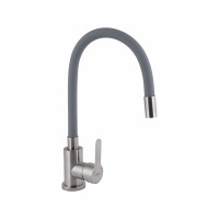 Змішувач для кухні Brinex Pure 015F3 з гнучким виливом   Nickel/Grey BRIPUR015F3NKG, фото