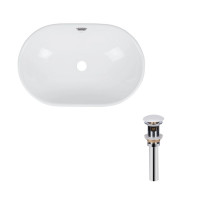 Комплект Qtap Leo: Раковина врізна овальна 590x400x170 мм White + Донний клапан PU02O, фото