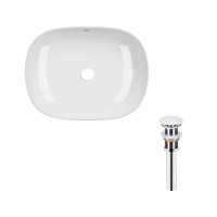 Комплект Qtap Aquarius: Раковина накладна прамокутна 465x375x115 мм White + Донний клапан PU02, фото