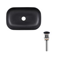 Комплект Qtap Robin: Раковина накладна прамокутна 610x400x145 мм Matt Black + Донний клапан PU03, фото