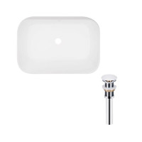 Комплект Qtap Scorpio: Раковина накладна прамокутна 550х390х120 мм Matt Black + Донний клапан PU03, фото