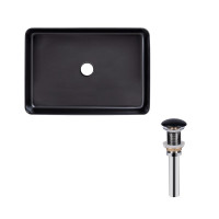 Комплект Qtap Tern: Раковина накладна прамокутна 500х350х145 мм Matt Black + Донний клапан PU03, фото