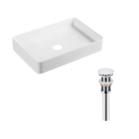 Комплект Qtap Tern: Раковина накладна прамокутна 600x405x110 мм WHITE + Донний клапан PU02, фото