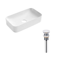 Комплект Qtap Tern: Раковина накладна прамокутна 605x350x140 мм WHITE + Донний клапан PU02, фото