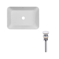 Комплект Qtap Virgo: Раковина накладна прамокутна 490х350х110 мм White + Донний клапан PU02, фото