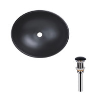 Комплект Qtap Dove: Раковина накладна овальна 410x335x145 мм Matt Black + Донний клапан PU03, фото