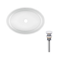 Комплект Qtap Kolibri: Раковина накладна овальна 500x360x140 мм White + Донний клапан PU02, фото