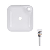 Комплект Qtap Stork: Раковина накладна квадратна 430x430x120 мм White + Донний клапан PU02, фото