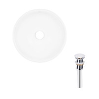 Комплект Qtap Owl: Раковина накладна кругла 400х400х155 мм White + Донний клапан PU02, фото