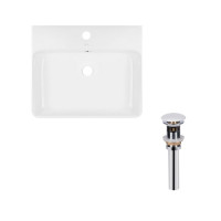 Комплект Qtap Nando: Раковина підвісна/накладна прамокутна 500х420х130 мм White + Донний клапан PU02O, фото