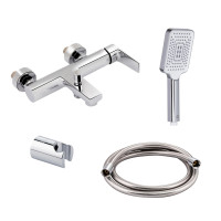 Комплект для ванни Qtap STENAVA: Змішувач QTST3045102DC + Лійка QTRUC125CRM45779 + Шланг QTHADPVC160C + Тримач QTCRMA030, фото