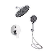 Комплект для душу Qtap Ustek Chrome: Змішувач QTUST6216107ODC + Лійки (QTRUC125CRM45952,QTHLA107CRM45948) + Шланг QTHADPVC200C + QTCRMBH030, фото