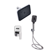 Комплект для душу Qtap Stenava Chrome: Змішувач QTST6245102DC + Лійки (QTRUC125CRM45954,QTHLA107CRM45784) + Шланг QTHADPVC200C + QTCRMBH130, фото