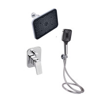 Комплект для душу Qtap Namesti Chrome: Змішувач QTNAM6225102NC + Лійки (QTRUC125CRM45954,QTHLA107CRM45784) + Шланг QTHADPVC200C + QTCRMBH130, фото