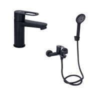 Комплект змішувачів для ванної кімнати Lidz Latwa 00 Black+Lidz Latwa 006Black, фото