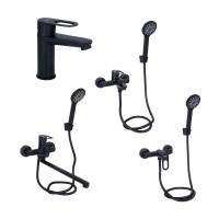 Комплект змішувачів для ванної кімнати Lidz Latwa 001Black+Lidz Latwa 006Black+Lidz Latwa 005Black+Lidz Latwa 010Black, фото