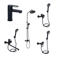 Комплект змішувачів для ванної кімнати Lidz Latwa 001Black+Lidz Latwa 006Black+Lidz Latwa 005Black+Lidz Latwa 010Black+Lidz Latwa 1030Black, фото