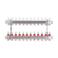Колектор Icma № К073 з витратомірами (нерж.) 1" х 3/4" на 12 виходів, фото