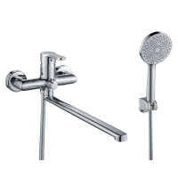 Змішувач латунний для ванни Lidz Astra 005 з поворотним виливом (з душовим гарнітуром) (k35) LDAST005CRM48088 Chrome, фото