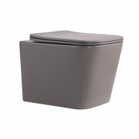 Унітаз підвісний Tern Ultra Quiet 490×365×325 мм, Stone Grey, з сидінням Slim Duroplast / Soft-close / Quick Release QT17332303ASSG Qtap, фото