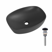 Раковина накладна Qtap Robin 500х380х140 мм, Anthracite, прямокутна, з донним клапаном QT04116302AN, фото