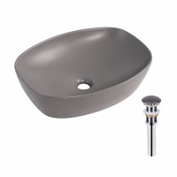 Раковина накладна Qtap Robin 500х380х140 мм, Stone grey, прямокутна, з донним клапаном QT04116302SG, фото