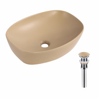 Раковина накладна Qtap Robin 500х380х140 мм, Beige, прямокутна, з донним клапаном QT04116302SB, фото