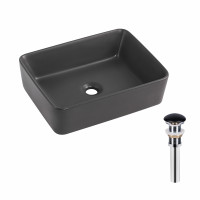 Раковина накладна Qtap Tern 480x370x135 мм, Anthracite, прямокутна, з донним клапаном QT17116069AN, фото