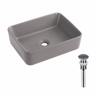 Раковина накладна Qtap Tern 480x370x135 мм, Stone grey, прямокутна, з донним клапаном QT17116069SG, фото