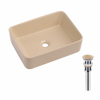 Раковина накладна Qtap Tern 480x370x135 мм, Beige, прямокутна, з донним клапаном QT17116069SB, фото