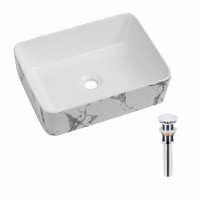 Раковина накладна Qtap Tern 480x370x135 мм, Marble, прямокутна, з донним клапаном QT17116069MR, фото