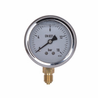 Манометр гліцериновий Forte d63 мм, 1/4"З із нижнім підключенням (латун.) 0-16 бар TAF170G16B Thermo Alliancе, фото