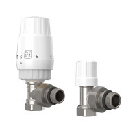 Комплект термостатичний радіаторний кутовий Thermo Alliance Forte 1/2" з термоголовкою, передналаштування, антипротікання TAF300G15, фото