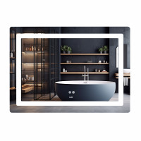 Дзеркало Lidz Kubis (KU2) 1000х800 з LED-підсвічуванням Touch, з антизапотіванням, з димером, рег. яскравості LD78LF6141008048450, фото