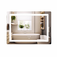 Дзеркало Lidz Kubis (KU2) 900х700 з LED-підсвічуванням Touch, з антизапотіванням, з димером, рег. яскравості LD78LF90448452, фото