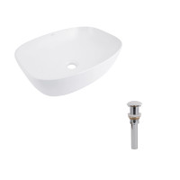 Комплект Qtap Cardinal: Раковина накладна 500×380×140 мм, White, овальна + Донний клапан Pop-up PU02, фото