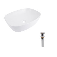 Комплект Qtap Cardinal: Раковина накладна 600x380x140 мм, White, овальна + Донний клапан Pop-up PU02, фото