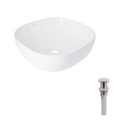 Комплект Qtap Kolibri: Раковина накладна 400x400x140 мм, White, квадратна + Донний клапан Pop-up PU02, фото