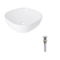 Комплект Qtap Kolibri: Раковина накладна 425x425x140 мм, White, квадратна + Донний клапан Pop-up PU02, фото