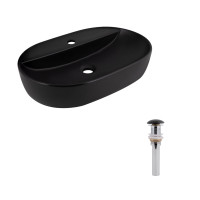Комплект Qtap Scorpio: Раковина накладна 600x400x120 мм, Matt Black, овальна + Донний клапан Pop-up PU03, фото