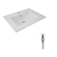 Комплект Albatross: Раковина врізна меблева 620x460x180 мм, White, прямокутна + Донний клапан Pop-up PU02O, фото
