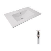 Комплект Albatross: Раковина врізна меблева 720x460x180 мм, White, прямокутна + Донний клапан Pop-up PU02O, фото