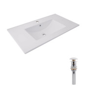 Комплект Albatross: Раковина врізна меблева 820x460x180 мм, White, прямокутна + Донний клапан Pop-up PU02O, фото