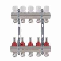 Колектор латунний з витратомірами та євроконусами Thermo Alliance Standart 1" на 5 виходів TAS235W5E, фото